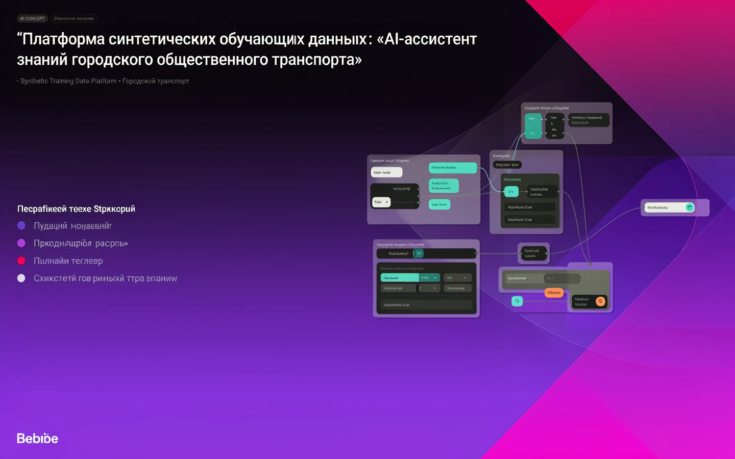 Презентационная концепция интерфейса проекта «Платформа синтетических обучающих данных: «AI-ассистент знаний городского общественного транспорта»»